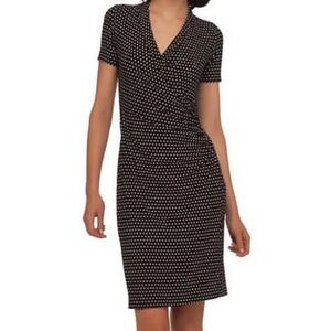 Norma Kamali Polka Dot Faux Wrap Dress Size Medium